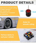 1/64 Scale Wheel And Tire Set With Axles For RC Diecast Cars DIY Models Real Riders Rims 7 Spoke Red And Black Dope Upgrade Kit