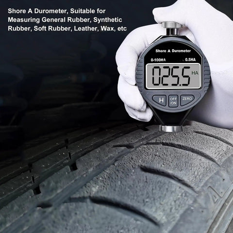Digital Shore Type A Durometer 0 To 100HA Hardness Tester With 0.1 HA Resolution For Rubber Plastic Tire Leather And Wax Handheld Easy Readout Accurate Measurements For DIY And Pro Shop Jobs measuring tire tread