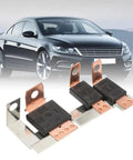 Solid Vehicle Electrical Link Unit With Molded Housing And Metal Tabs for Battery connection replacement next to a car.
