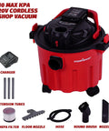 Cordless Shop Vac Wet And Dry 20V 4.0Ah Battery And Charger Included 2.6 Gallon Wet Dry Vacuum Cleaner With Blower Function