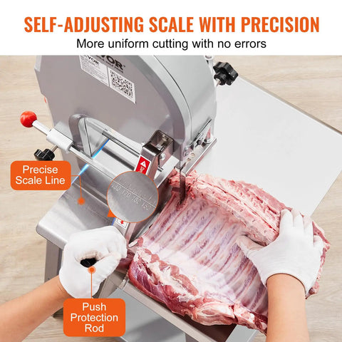 Pro Grade Heavy Duty Electric Meat Bandsaw 1500W Stainless Steel Vertical Bone Cutter with rib meat slicing