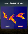 Comparison of thermal imaging showing birds in flight with 25Hz and 50Hz refresh rates using Thermal Imaging Monocular For Night Hunting.