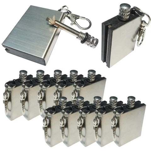 Ten Pack Emergency Fire Starter For Hiking And Camping Survival Kit Magnesium Flint Lighter Stainless Steel Body