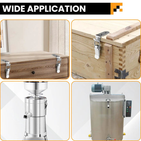 Beefy Stainless Steel Tool Box Hood Locks Latches 90 Degree Spring Loaded Toggle Lock Kit on cabinets and machinery