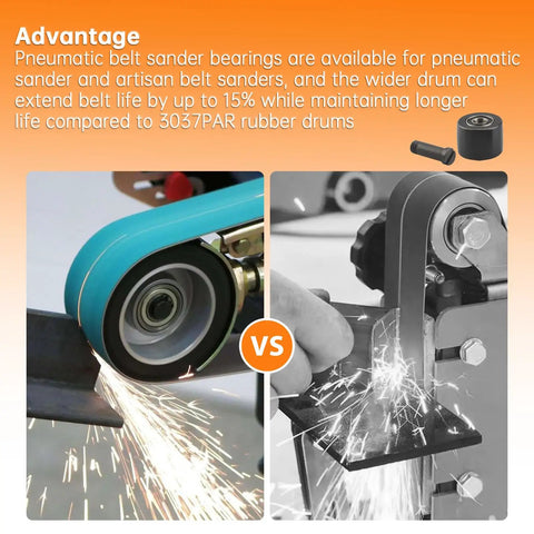 Comparison of pneumatic belt sanders with 2 Pack 3037PAS Pneumatic Belt Sander Bearing Replacement For Pulley Assembly Made Of Steel Heavy Duty