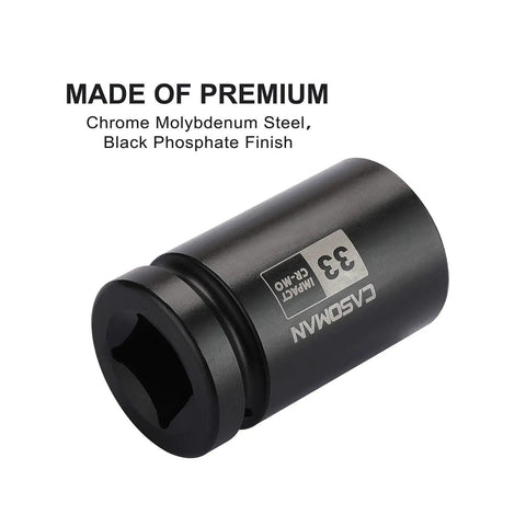 1 Inch Drive 33mm Deep 6 Point Axle Nut Socket for Easy Removal of Axle Shaft Nuts Heavy Duty Chrome Molybdenum Steel Impact