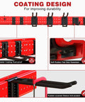 Garage Tool Organizer Wall Mount 49 Point 5 Inch Heavy Duty Rack With Nine Hooks Shovel Holder And Rake Holder Red Steel Coating Design