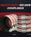 Beefy Stainless Steel No Hub Cast Iron Drain Coupling With Red Shield For 3 Inch Pipe DWV Piping Easy Identification During Install Leak Resistant Durable Clamp Connection Heavy Duty Plumbing Fitting, red shield close-up
