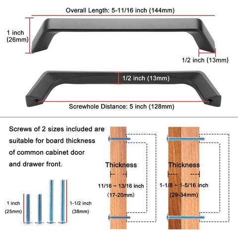 10 Pack 5 Inch Oil Rubbed Bronze Cabinet Pulls Set For Kitchen Cabinets Drawers Dresser Vanity Cupboard Smooth Rounded Corners Dimensions Diagram