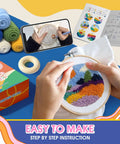 Hands using hoop from Landscape Punch Needle Coaster Kit For Beginners And Adults 6 Patterns Complete Tools Yarns Hoop Felt Pieces Coaster Holder Easy Diy Embroidery Craft Set For Home Decor