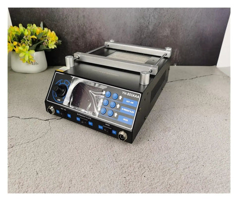 High Power Soldering Station With Hot Plate And Hot Air Gun 1350W BGA Rework Preheating Station for PCB Crafting displayed on table