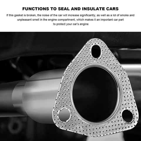 Automotive exhaust flange gasket, 2.5-inch, 3-bolt, perforated metal, 2-pack for mufflers and catalytic converters