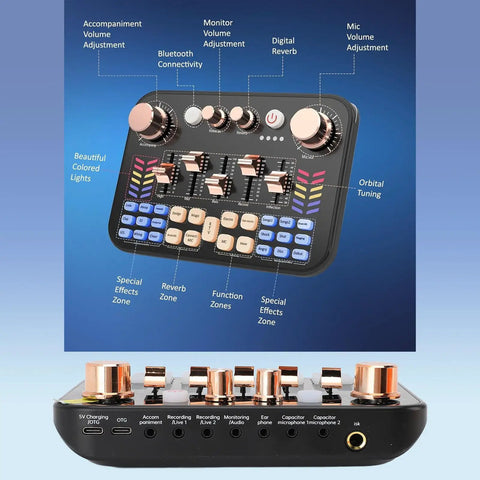 Pro Gaming Audio Mixer Sound Board For PC And Phone With Three Point Five Millimeter Microphone Input DJ Effects Live Sound Card