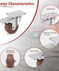 Image of 3 Inch Heavy Duty Casters Wheels Set Of Four With Brakes 1400 Pounds Capacity Glass Filled Nylon Heat Resistant To 475 Fahrenheit.