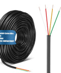 Coiled Pro Grade Sprinkler System Wire 18 Gauge Irrigation Cable with visible colored conductors, 100 ft length, UV resistant PVC jacket