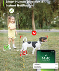 Wireless Video Doorbell With Chime and 2 Way Audio, Night Vision, AI Motion Detection screen on smartphone with child and dog in park