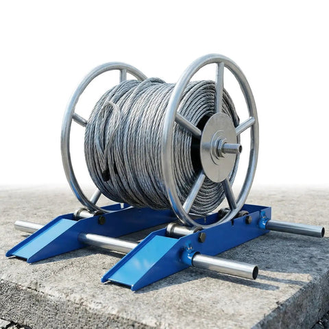 Heavy Duty Cable Drum Roller Stand With Ramp, 3 Ton Capacity, Adjustable Wire Dispenser For 11.8 To 59 Inch Diameter Reels on concrete