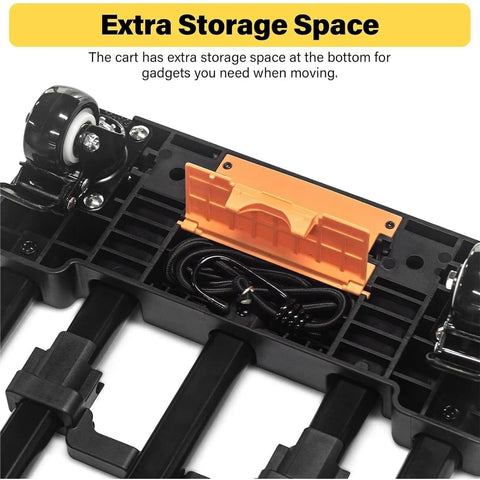 Lightweight Six Wheel Folding Hand Truck Dolly For Luggage And Groceries, Portable Trolley Easy To Use, Diamond Pattern Platform, Heavy Duty Haul Up To 502 Lbs, Ideal For Moving, Shopping, Travel Gear. under-cart storage compartment with wheel and accessory holders