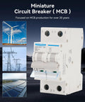 Two Pole DC Circuit Breaker 400V 30A C30 Thermal Magnetic Trip, 6kA Breaking Capacity, front view with energy background images