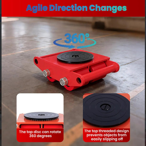 8 Ton Equipment Moving Skates Set Of 4 Heavy Duty Beefed Up Industrial Dollies with 360-degree rotating top disk