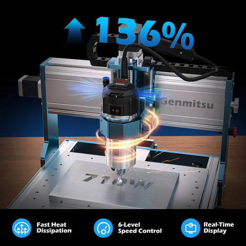 Beefy Ultra CNC Router Machine For Metal With 710W Spindle All Metal Frame 0.03mm Precision Dual Linear Guides Engraving