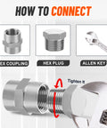 20 Pcs 304 Stainless Steel Hex Pipe Plug Fittings Kit With 1/8 In, 1/4 In, 3/8 In, 1/2 In, 3/4 In NPT Male Threaded Plugs installation guide.