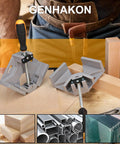2 Pack Corner Clamps For Woodworking Premium 90 Degree Right Angle Clamps Adjustable Swing Jaw Aluminum Frame shown in use