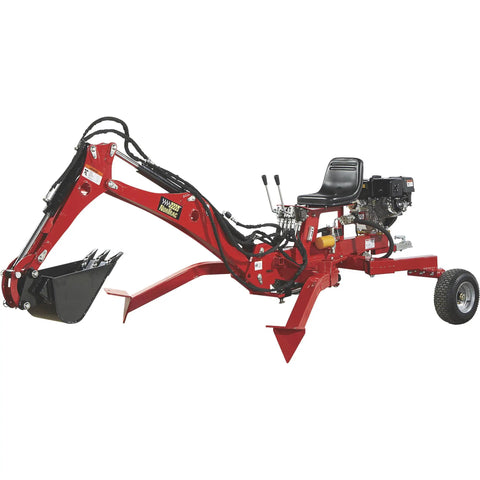 Towable Backhoe Trencher With 15 HP Gas Engine 80 Inch Digging Depth 14 Inch Wide 3 Tooth Bucket 60 Degree Boom Rotation