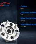 Rear Wheel Bearing And Hub Assembly 5 Lug Fit For Honda CR-V 2007-2011 Rear 4WD And Acura RDX 2007-2012 Rear AWD 2017-2018
