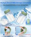 Premium Grab And Go 22 Ounce Stainless Steel Breastmilk Cooler For Travel with 22oz bottle and 10 storage bags for easy milk transport.