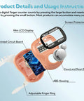 Top Shelf 24 Pack Electronic Finger Counters Featuring Nifty Bright Numeric Display Rings, ABS housing, mini LCD display, adjustable ring.
