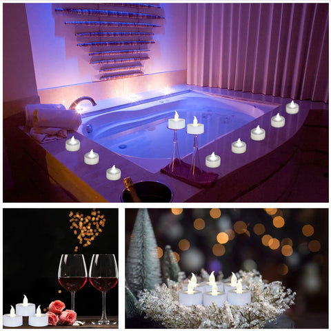 LED Tea Lights 24 Pack Battery Operated Flameless Candles With Realistic Flicker And Dope Long Battery Life around hot tub