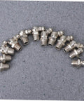 Assorted fittings from the 45 Piece Grease Fitting Kit With Angle And Straight Fittings For Bearings And Marine Use Pro Grade Steel