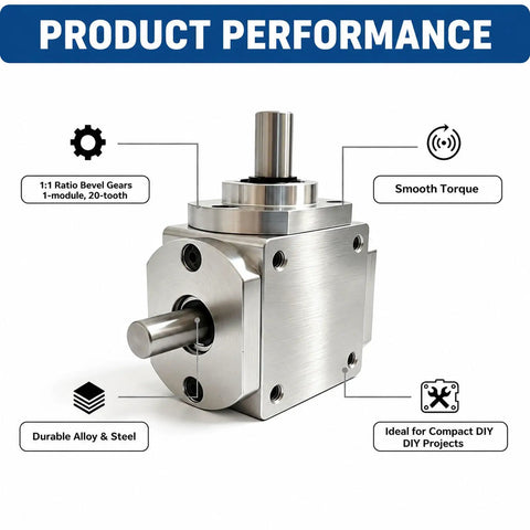 90 Degree Right Angle Bevel Gearbox with 1 to 1 Drive for DIY Projects at Home, eight millimeter output shafts, aluminum frame