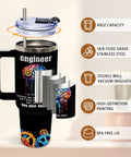 Insulated Tumbler 40 Oz For Engineers, Dope Engineer Gift For Men And Women, Double Sided Design Coffee Cup with lid open detail