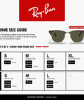 Frame size guide for Clubmaster Low Bridge Fit Square Sunglasses with G-15 Green Lenses, 55mm Tortoise On Gold Frame