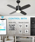38 Inch Ceiling Fan With Lights Remote Control For Patio And Outdoor Spaces App Control Dimmable Quiet DC Motor in living room