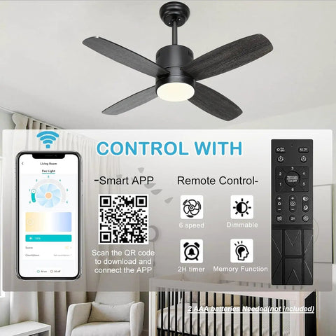 38 Inch Ceiling Fan With Lights Remote Control For Patio And Outdoor Spaces App Control Dimmable Quiet DC Motor in living room