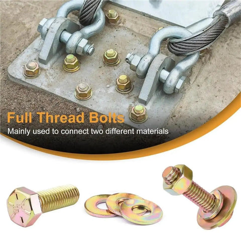 Heavy Duty Metric Hex Bolts Kit With Nuts And Washers 1060 Piece Industrial Fastener Set Built For DIY Projects And Auto Shop Use All In One For Quick Fixes And Durable Threaded Connections, full thread bolts with washers