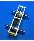 Right Angle Gearbox 122x80x55mm Full Metal Reducer with 8mm Shaft, showing gear structure and pulley transmission on blue background