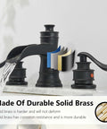 Matte Black Widespread Bathroom Faucet With Waterfall Spout Farmhouse Style 3 Hole Sink Faucet Two Handle 8 Inch Centers