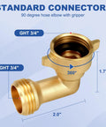 Brass 90 Degree Hose Elbow For RV And Garden Three Quarter Inch Leak Free Water Connector That Prevents Kinks And Delivers Smooth Flow No Fuss Fit For RV Inlets And Outdoor Faucets Durable Backyard Hose Fitting, GHT 3/4 in brass elbow