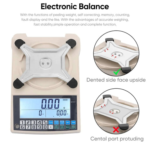 Pro Grade 0.01g Lab Scale with 5000g Capacity, Gram Counting Balance, RS232 Port, showing electronic display and balance pan.