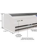 36 Inch Slim Indoor Air Curtain FM-1209T Delivers 1100 CFM Of Power With Quiet Operation, side view with controls visible