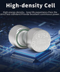 20 Pack Lr754 Ag5 Button Cell Batteries 1.5v Alkaline Power For Watches And Calculators close-up of LR754 cell on circuit board