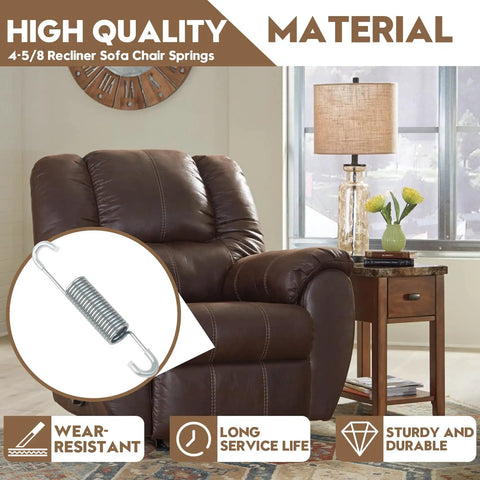 Heavy Duty Tension Spring Replacement For Recliner Sofa And Couch Chairs Quick Homebody Fix 4-5/8 Inch steel coil in living room setup