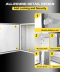 Built Like A Brick Is A Dang Tough Outdoor Electrical Junction Box 24x24x8 Inch Steel Cabinet features safety lock and hinge details.