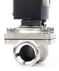 Front view of 1/2 Inch Stainless Steel Solenoid Valve, 110V AC Normally Closed Electric Valve with Viton Seal, corrosion-resistant