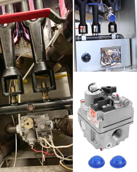 Gas Valve 720000 BTU High Flow Furnace Valve Replacement for 700 Series with connections, controls, and installation view