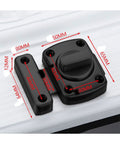 Sliding Door Lock Zinc Alloy Universal Wardrobe Catch Bolt Gate Latch shown with dimensions for installation.